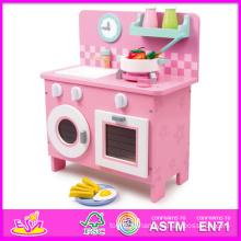 Розовый деревянная кухня игрушки 2014 для детей, Детская кухня игрушки кухня игрушка набор, горячие продажи кухня набор игрушек для ребенка W10c064
